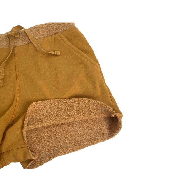 Free People Cognac Kelly Fleece Raw Hem Pull On Shorts, Size Medium - Picture 3 of 6